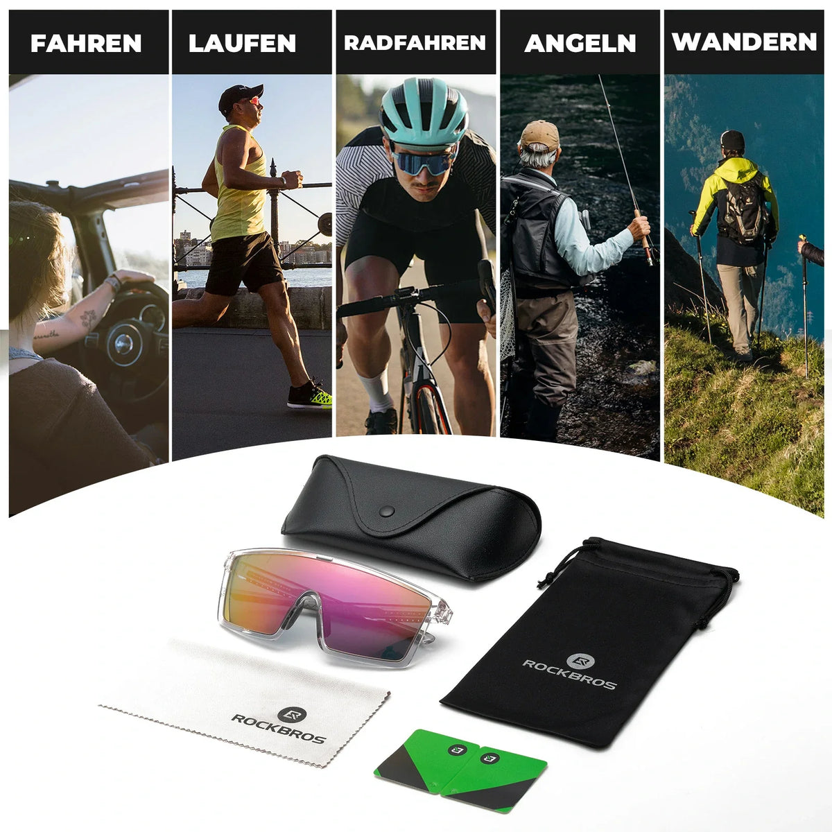 ROCKBROS Polarisiert Fahrradbrille, UV400 mit TR90 Rahmen