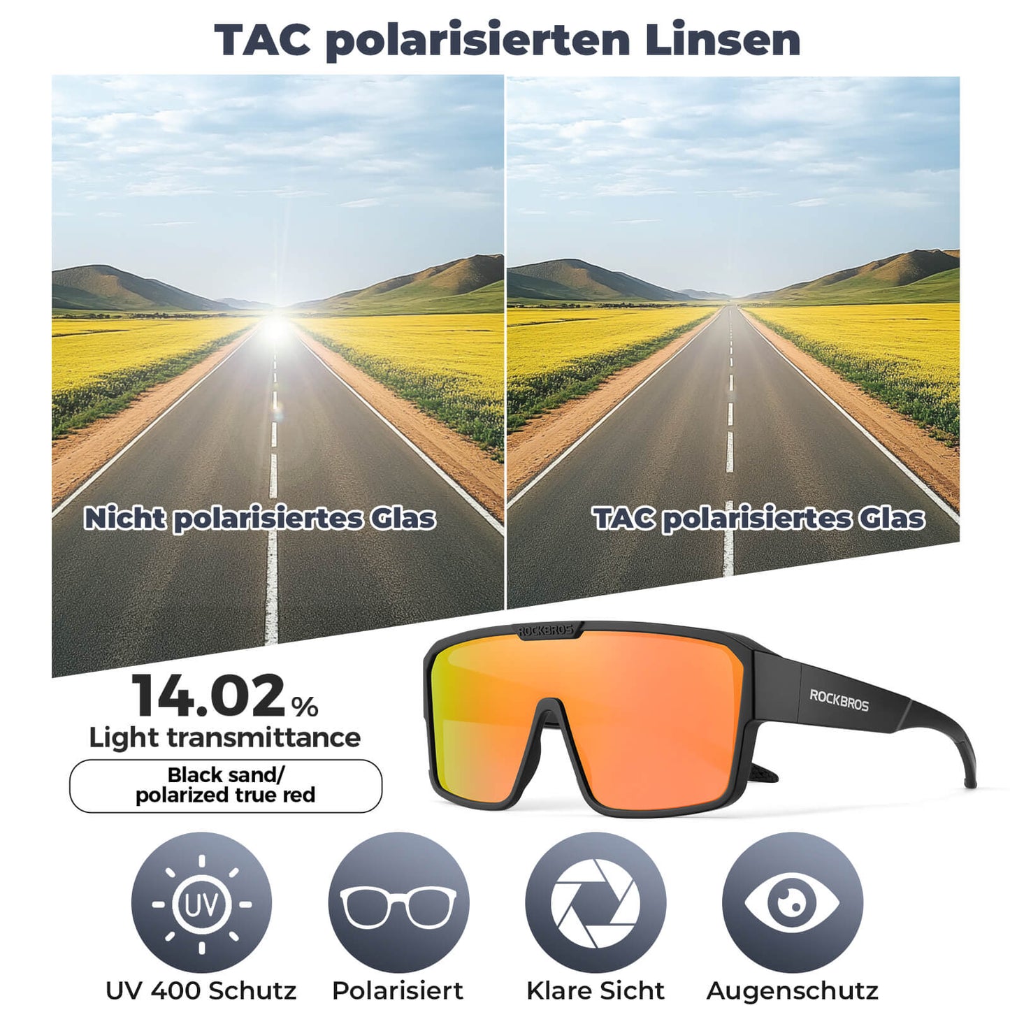 Fahrradbrille Polarisiert Outdoor Sonnenbrille Überbrille MTB Rennrad ROCKBROS