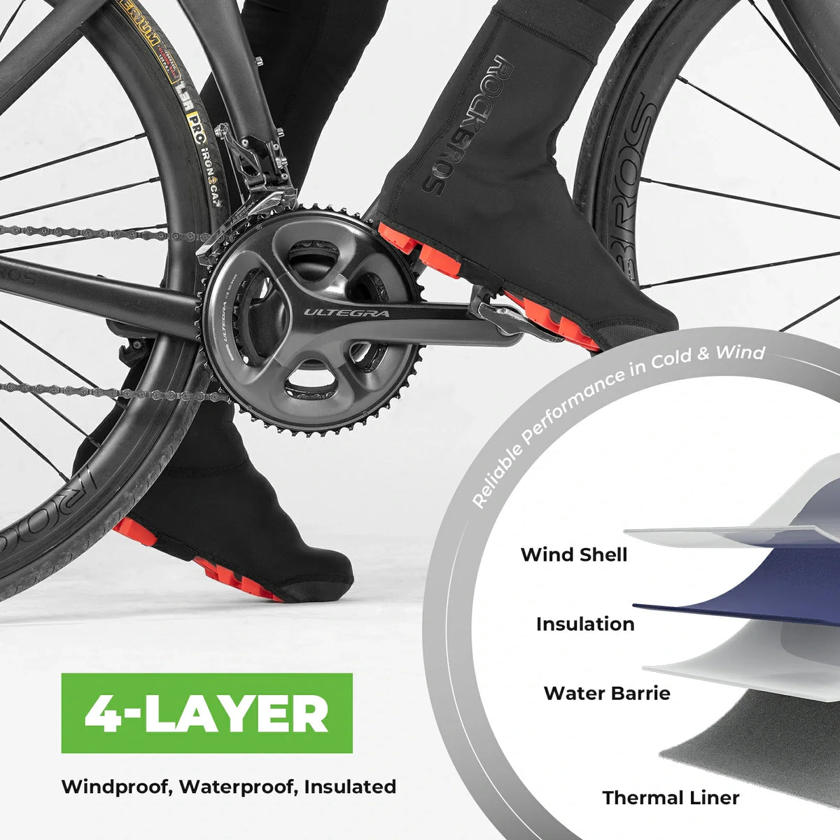ROCKBROS Überschuhe Fahrrad Wasserdicht Shoecover Kälteschutz für Radsport