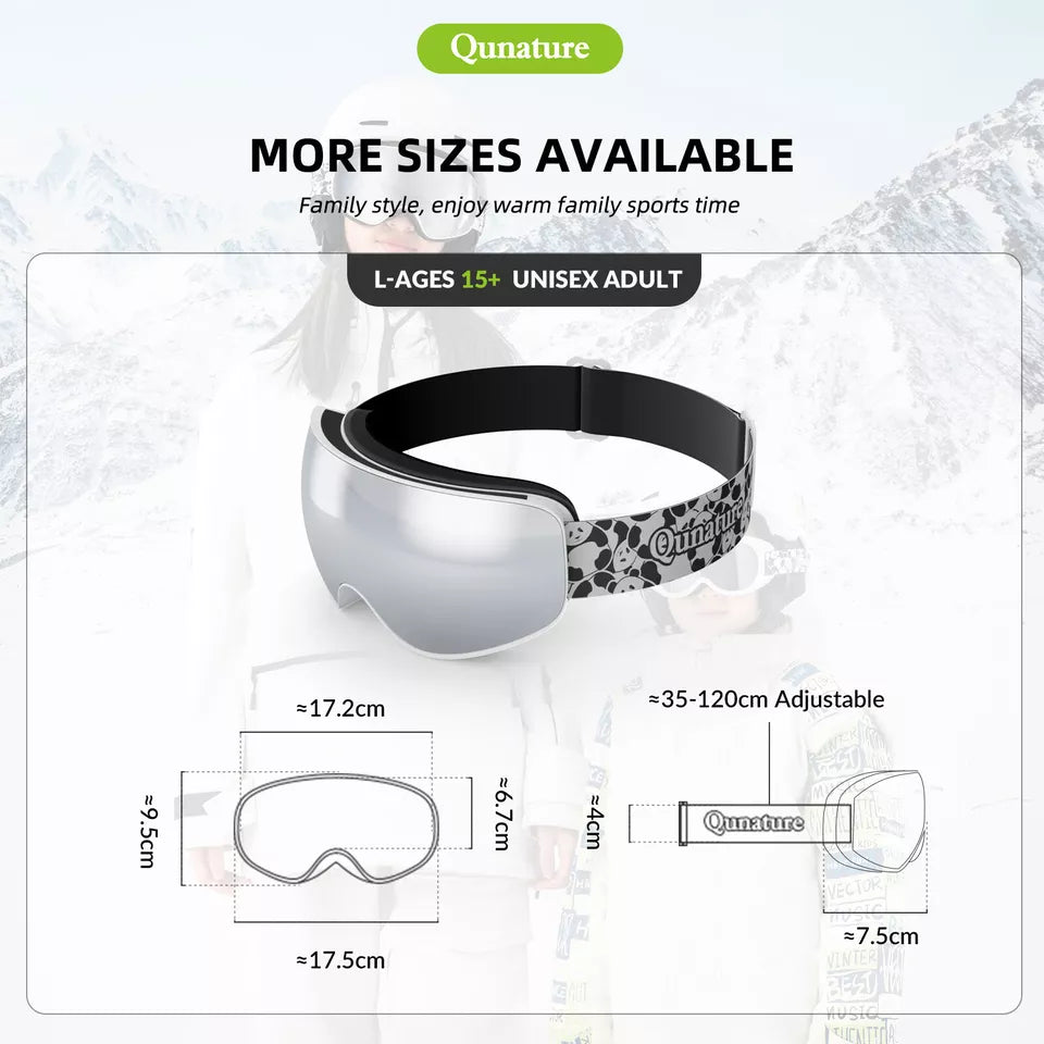 Qunature Skibrille Snowboardbrille für Brillenträger Kinder und Erwachsene Antibeschlag