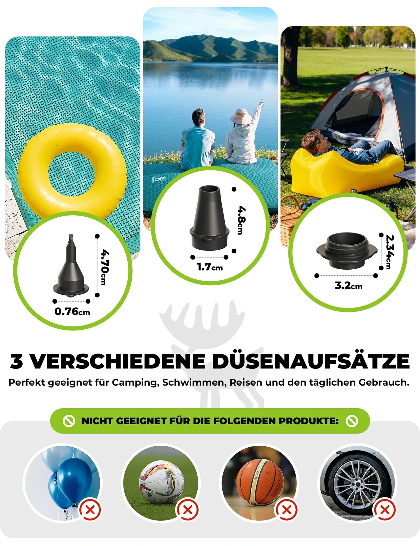 Elektrische Luftpumpe 2 in 1 Aufblasbar und Ablassen 2000 mAh Wiederaufladbar Akku Qunature