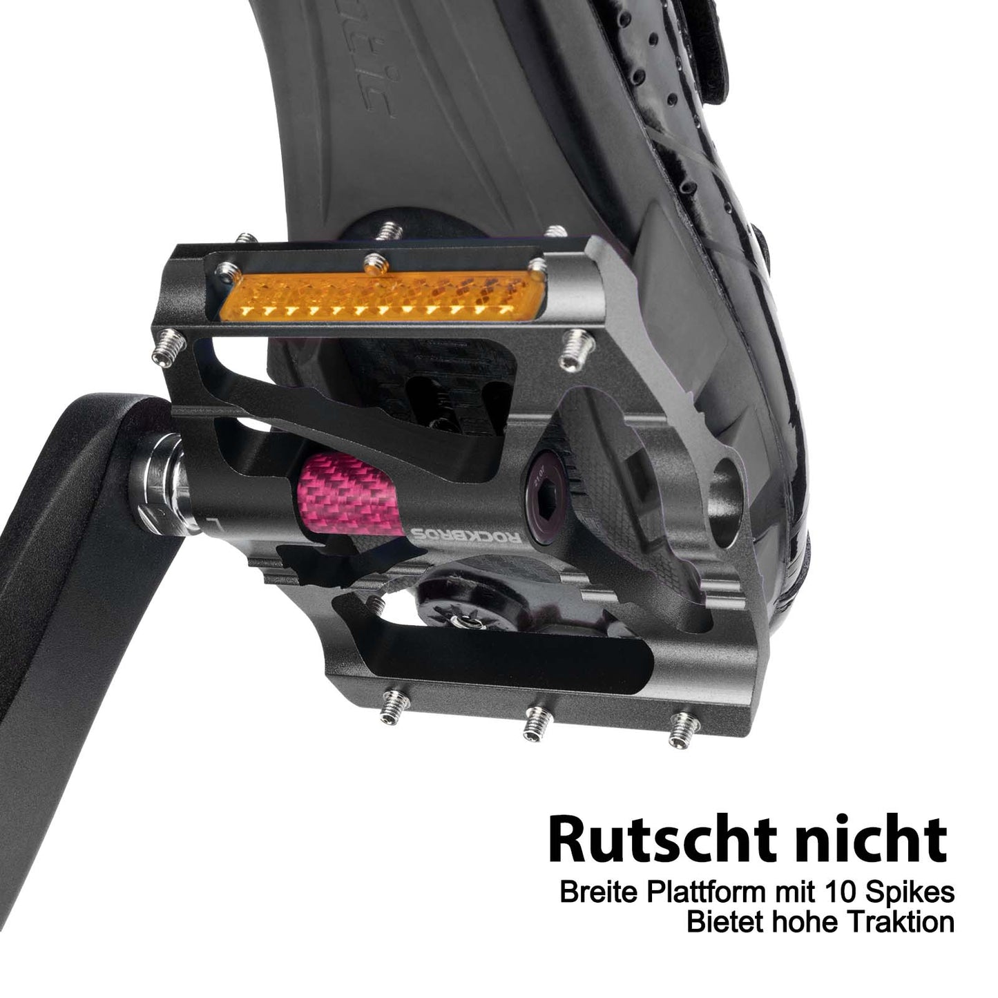 Alu Fahrradpedale 9/16 Zoll mit zwei PVC Reflektoren ROCKBROS