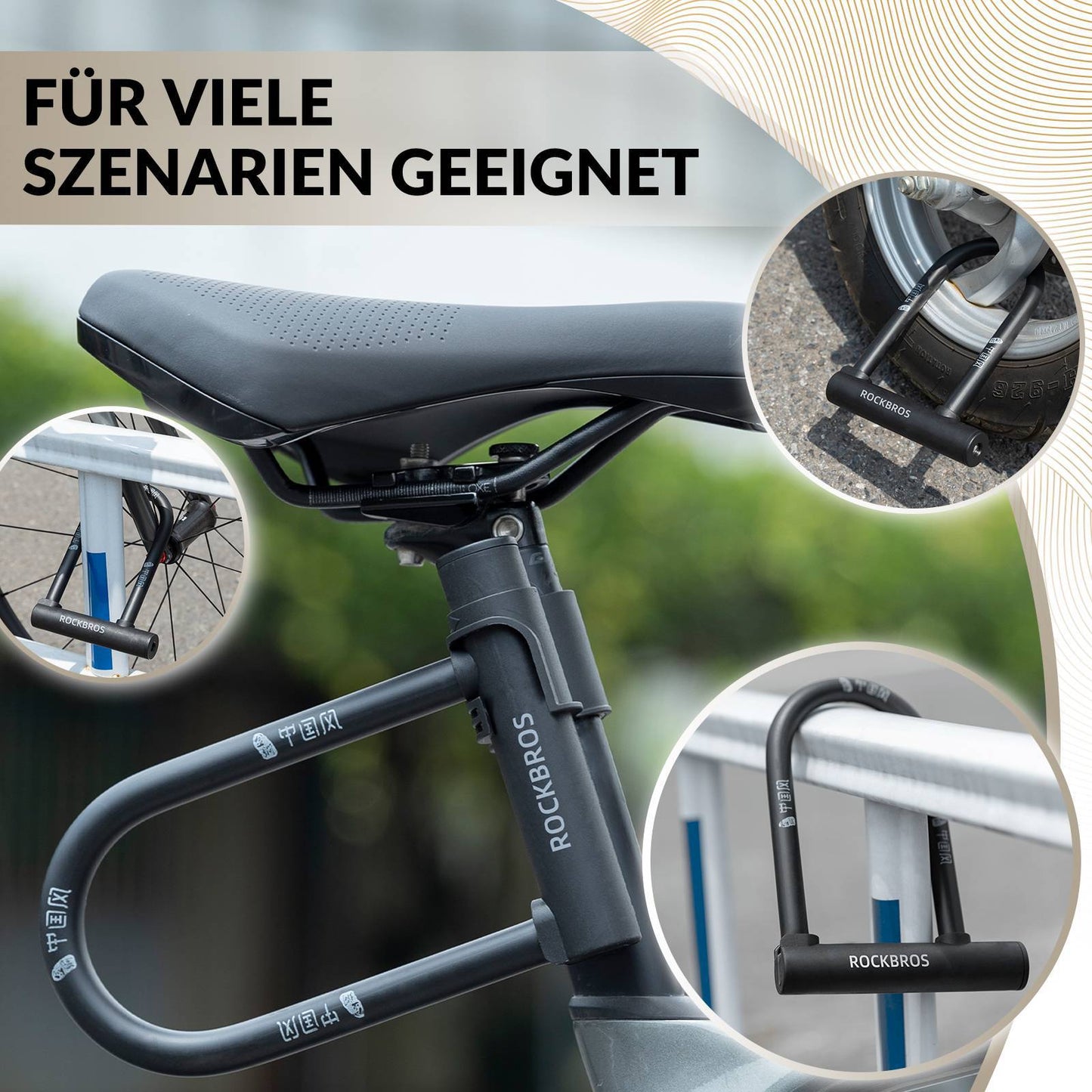 Bügelschloss Fahrradschloss Hohe Sicherheit Schlösser Wasserdicht ROCKBROS