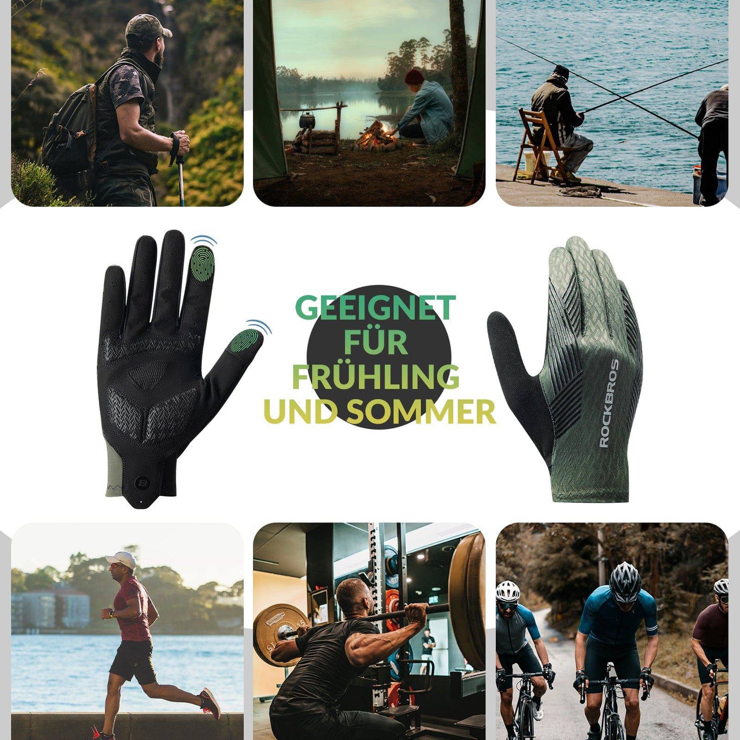 Fahrradhandschuhe Damen/Herren Touchscreen Anti-Rutsch Dünne ROCKBROS