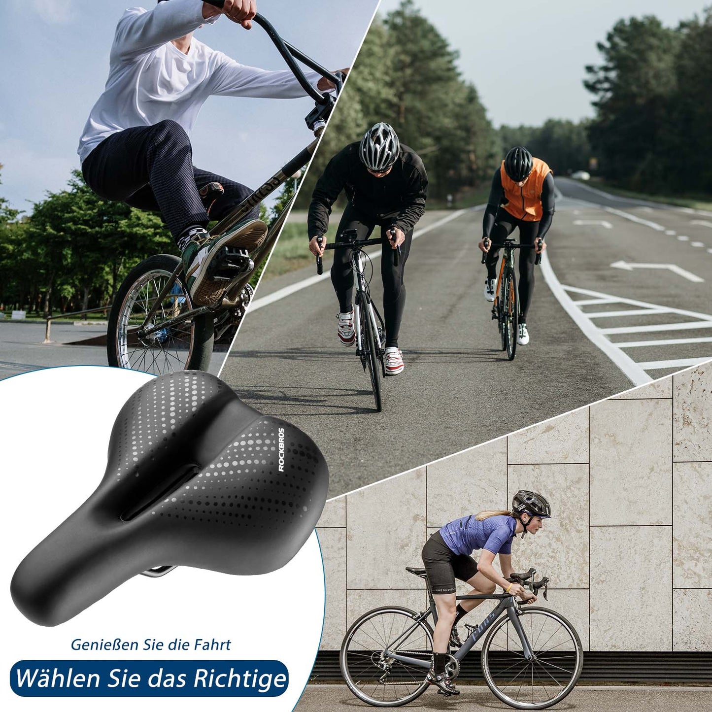 Fahrradsattel aus Atmungsaktiv hohler Memory Foam ROCKBROS