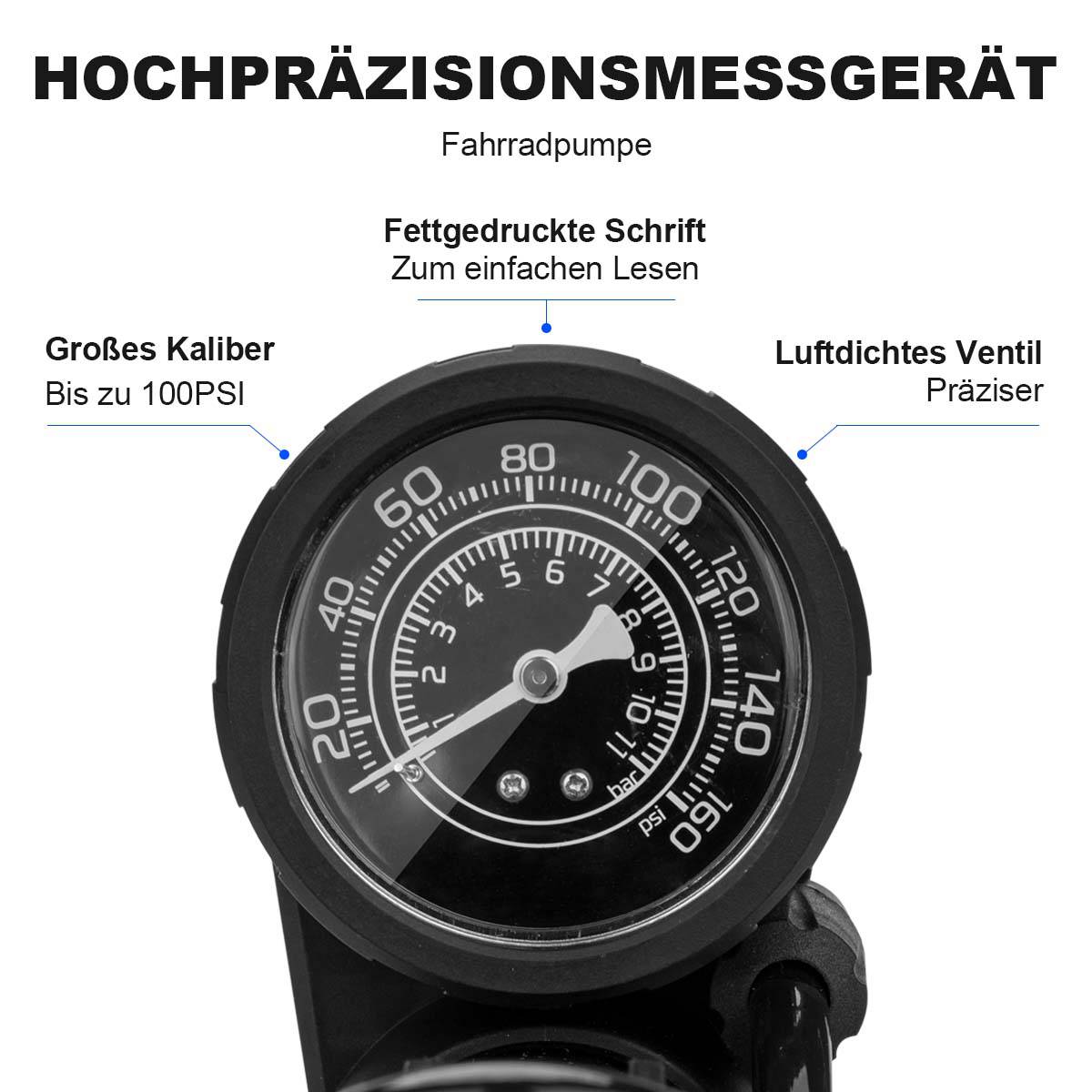 Mini Fußpumpen Luftpumpe mit Manometer ROCKBROS