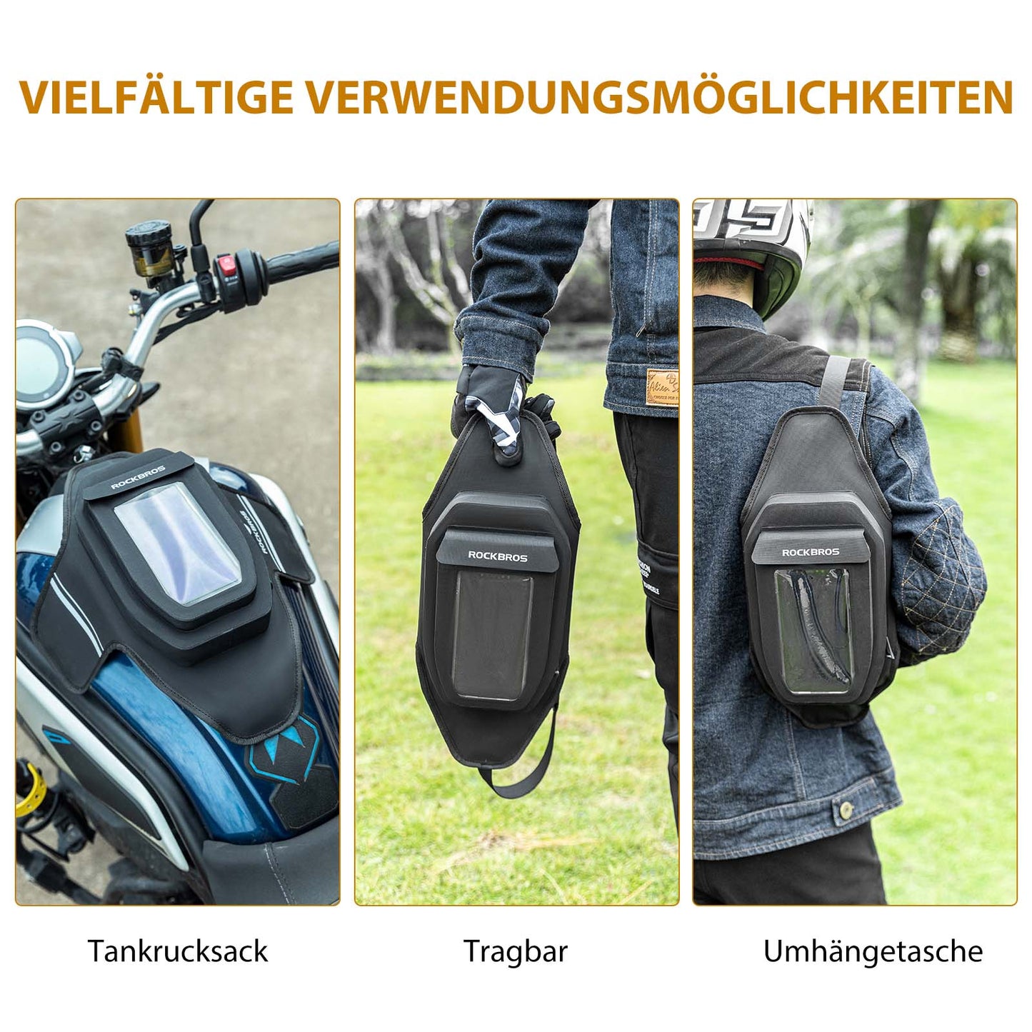 Motorrad Tankrucksack Wasserdichter Magnet Tanktasche Schwarz ROCKBROS