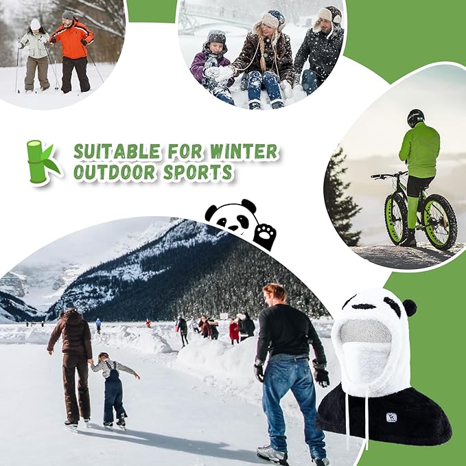 Qunature Winter Sturmhaube Skimaske für Kinder und Eltern Panda-Design Vollgesichts-Masken Balaclava für Herbst und Winter Outdoor-Aktivitäten wie Skifahren Motorradfahren Radfahren
