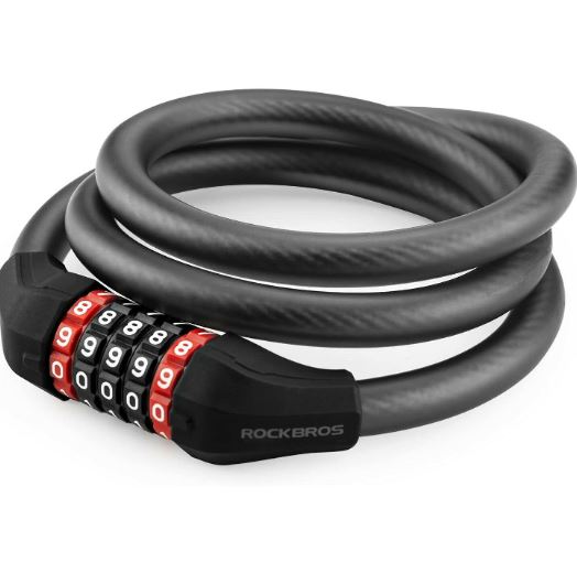 ROCKBROS Fahrradschloss 120cm/180 cm Kabelschloss 5-Steilig Zahlenschloss Stahl