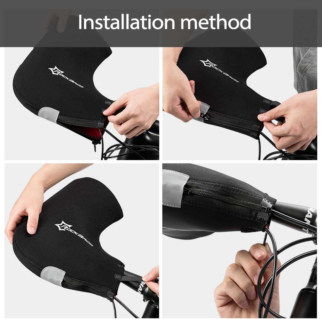 ROCKBROS D16-B Lenker Handschuhe Winter Thermo Winddicht Lenkerstulpen für Fahrrad Gefüttert Wasserabweisend