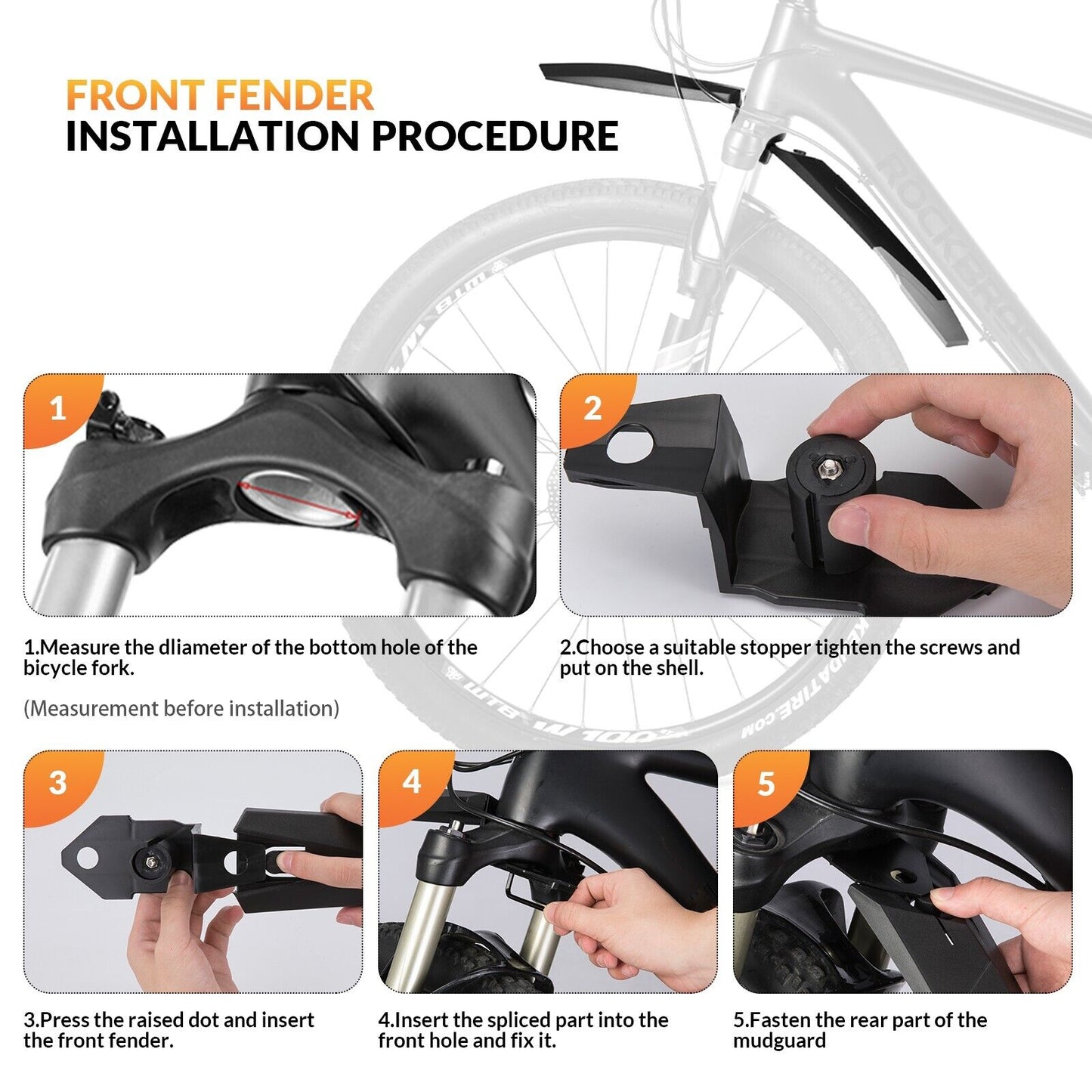 ROCKBROS Fahrrad Schutzblech Set Spritzschutz 26/27.5/28 Zoll MTB Fahrradschutzblech