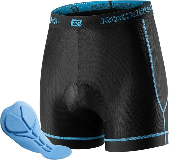 ROCKBROS Fahrradhose Herren Radunterhose mit 4D Sitzpolster Atmungsaktive Fahrradunterhose Gepolstert Fahrrad Unterwäsche Kurz Elastisch MTB Rennrad M-3XL