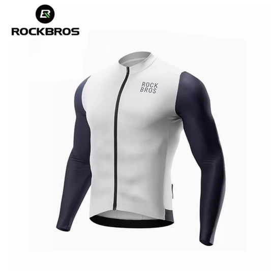 ROCKBROS Langarm Radtrikot Herren Fahrradtrikot, Atmungsaktive Schnell Trocknend Fahrradbekleidung Reißverschluss mit 3 Taschen, T Shirt für Männer Rennrad MTB Europäische Größe