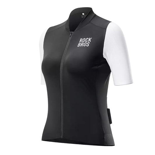 ROCKBROS Radtrikot Damen Kurzarm Fahrradtrikot Sommer Fahrrad Jacke Radsporttrikot Rennrad Trikot mit 3 Rückentaschen MTB Fahrradkleidung Atmungsaktiv