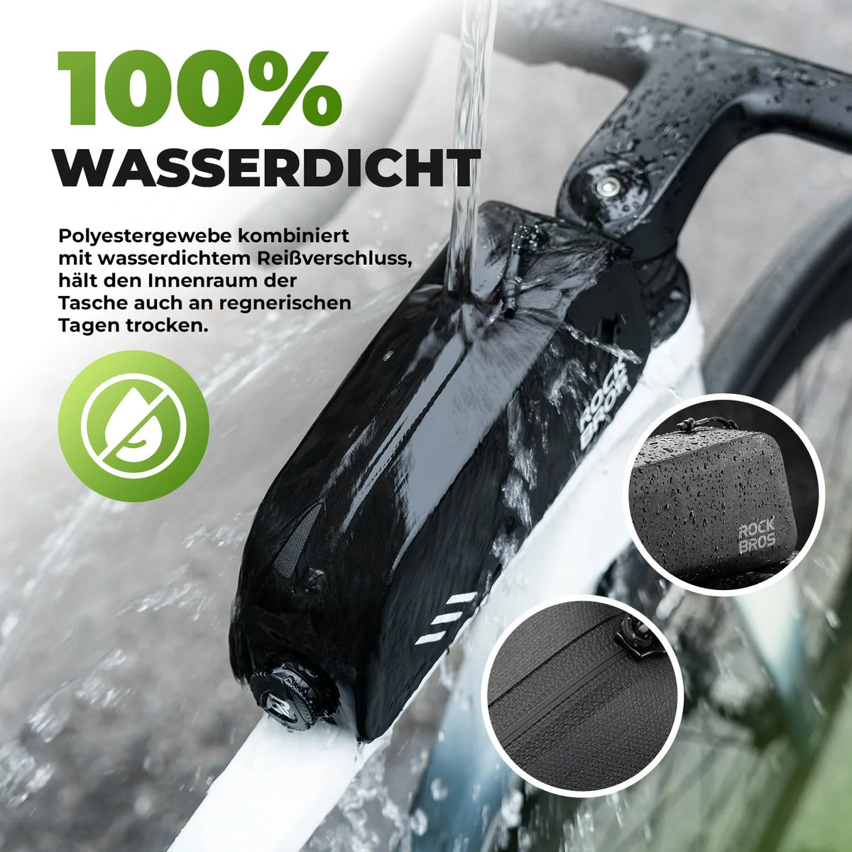 ROCKBROS 0,9L Fahrrad Oberrohrtasche Wasserdicht Drehverschluss