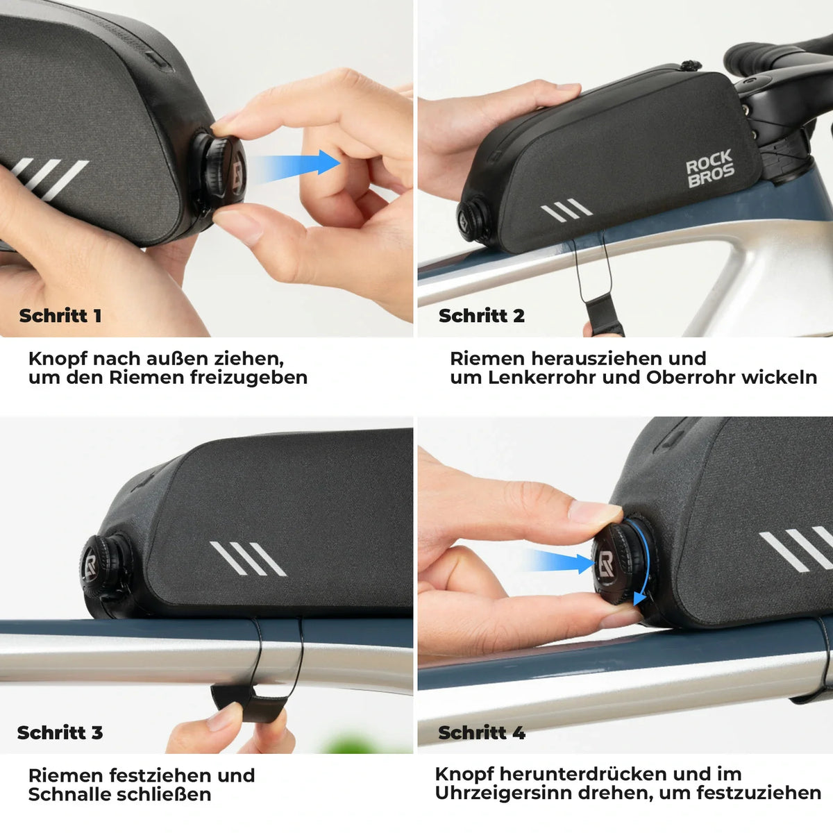 ROCKBROS 0,9L Fahrrad Oberrohrtasche Wasserdicht Drehverschluss