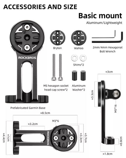 ROCKBROS Fahrradcomputer Halterung für Garmin,Bryton,Wahoo,GPS Lenkerhalter Alu