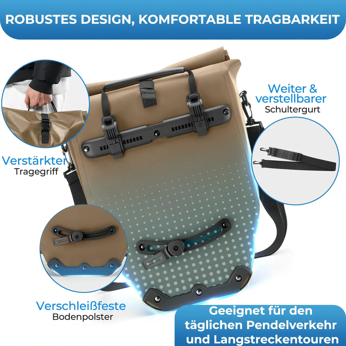 ROCKBROS 15L-20L Fahrrad Gepäckträgertasche 3-in-1