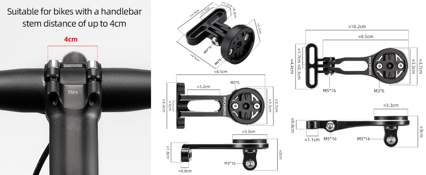 ROCKBROS Fahrradcomputer Halterung für Garmin,Bryton,Wahoo,GPS Lenkerhalter Alu