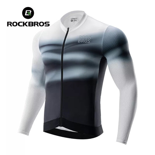 ROCKBROS Herren Radtrikot Langarm Fahrradtrikot Fahrrad Trikot für Radsport Radfahren MTB Rennrad Fahrradbekleidung Atmungsaktiv Schnell Trocknend