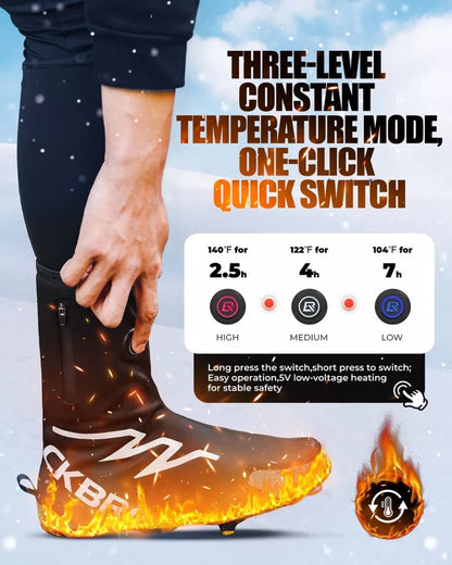 ROCKBROS Beheizte Überschuhe Winter Warme mit 5000mAh Batterie Winterschuhüberzüge Thermischer Schuhüberzug Wasserbeständig Winddicht Fahrrad Überzieher für Frauen/Männer