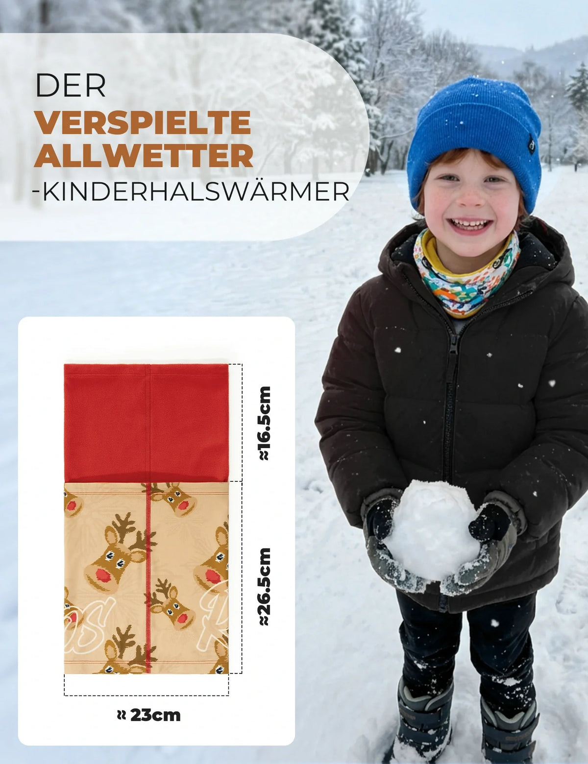 ROCKBROS 2-in-1 Kinder Halstuch & Mütze Doppelseitig Schlauchschal Wärmende Halswärmer Multifunktionstuch