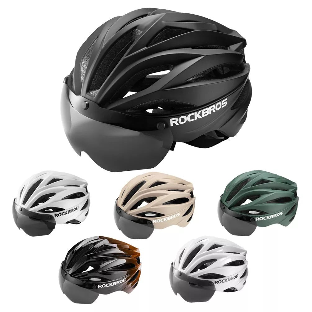 ROCKBROS Fahrradhelm Erwachsene mit Visier Magnetische Abnehmbarer Atmungsaktiv Einstellbare für Damen und Herren 58-62cm