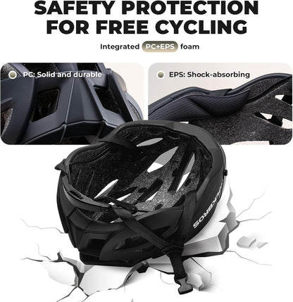 ROCKBROS Fahrradhelm Erwachsene mit Visier Magnetische Abnehmbarer Atmungsaktiv Einstellbare für Damen und Herren 58-62cm