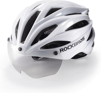 ROCKBROS Fahrradhelm Erwachsene mit Visier Magnetische Abnehmbarer Atmungsaktiv Einstellbare für Damen und Herren 58-62cm