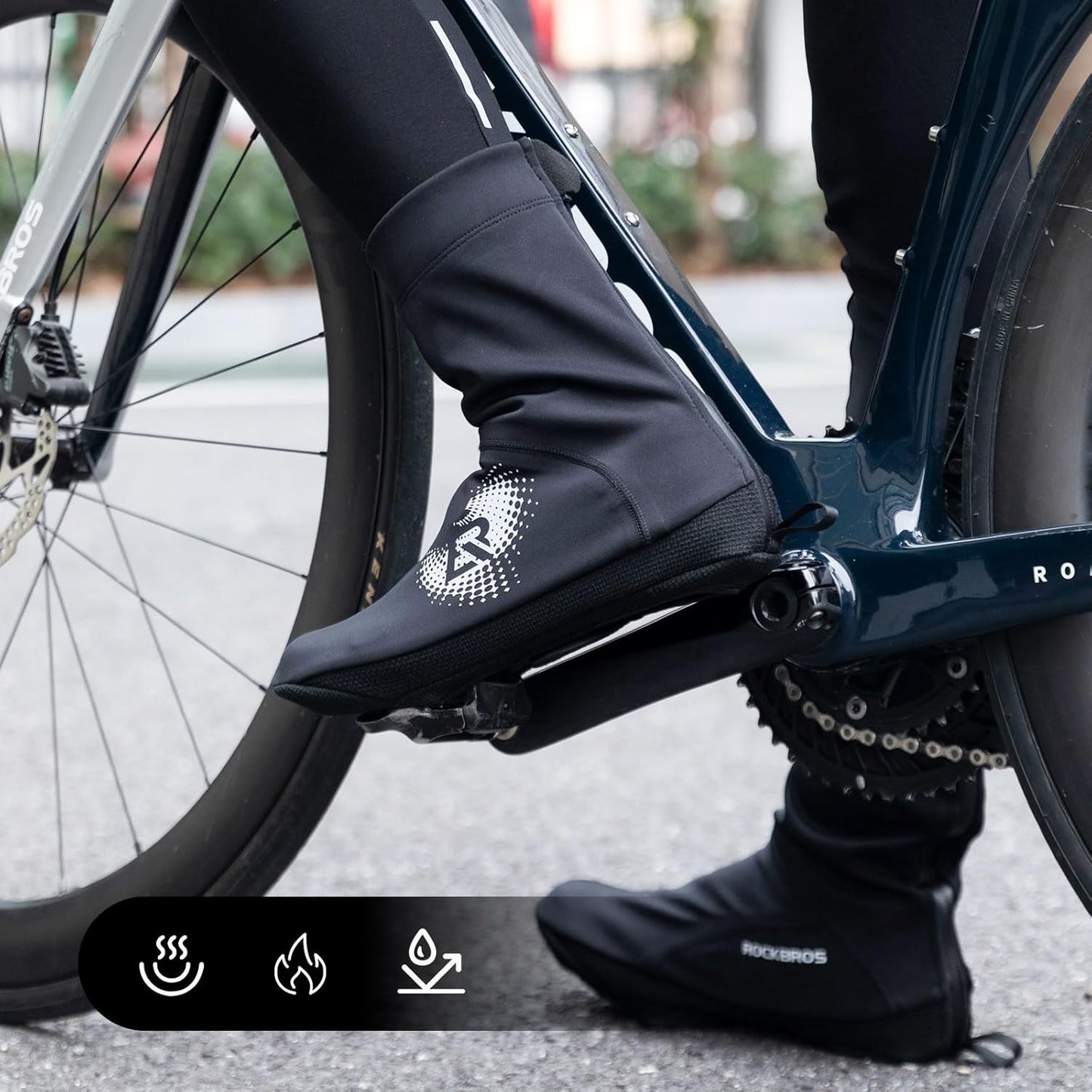 ROCKBROS Fahrradüberschuhe LF1274 Warm Schuhüberzieher Wasserabweisend geeignet für -5 bis 10 Grad für Rennrad MTB