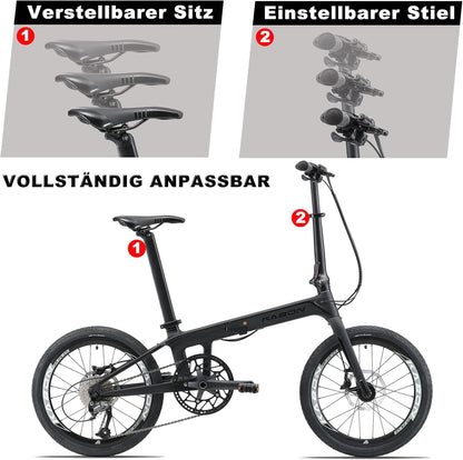 KABON City Faltrad Carbon Shimano Altus 9S 20 Zoll mit Carbon Laufrädern