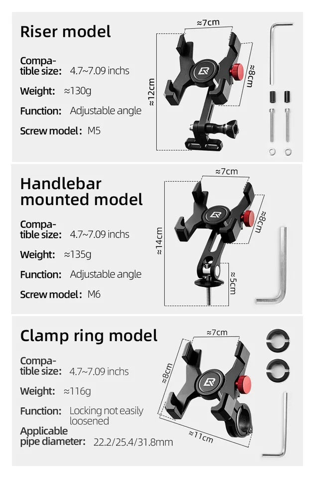 ROCKBROS Fahrrad Handyhalter Lenker Telefonhalterung für Smartphone 4,7-7,09''