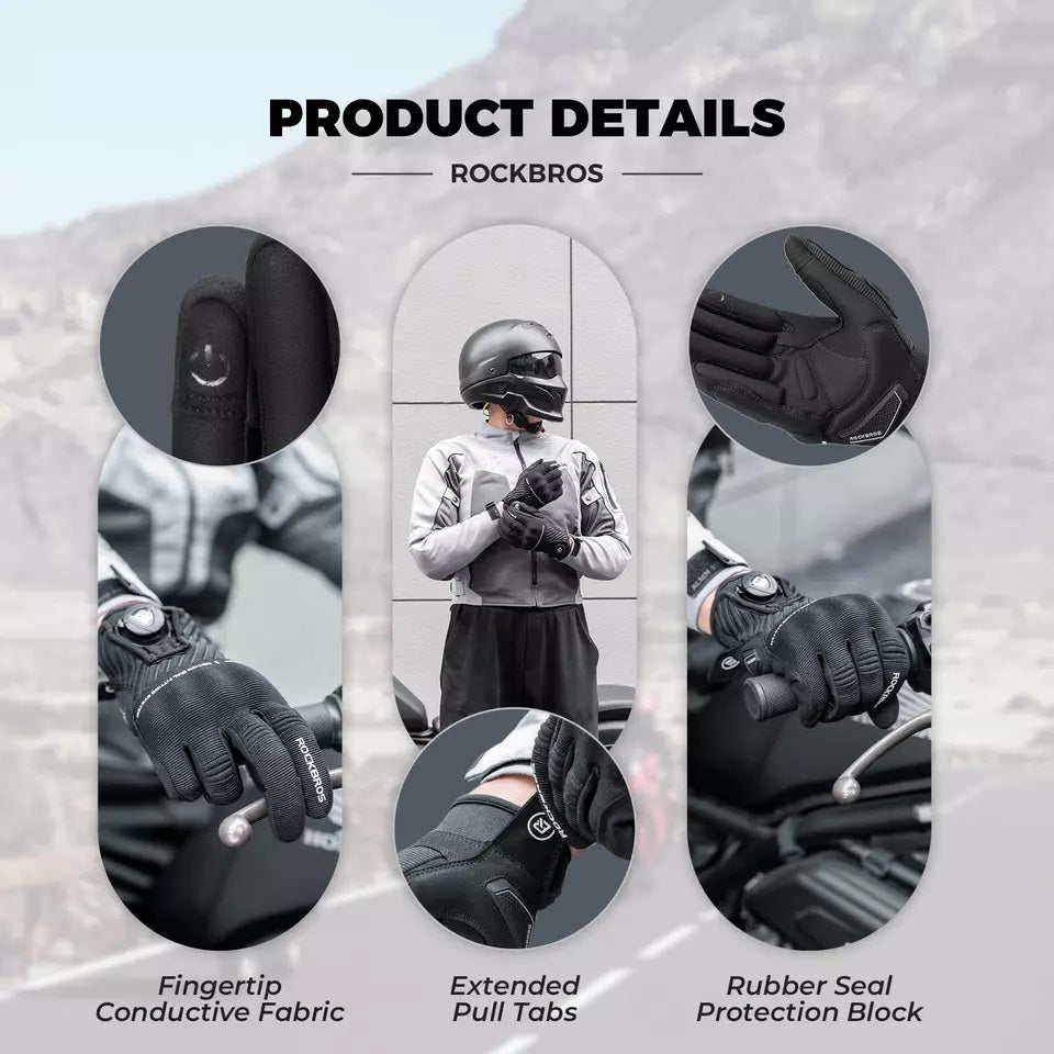 herren handschuhe sommer ROCKBROS Motorradhandschuhe Herren Handschuhe Motorrad Sommer Schutzha – futurebikeshop.de