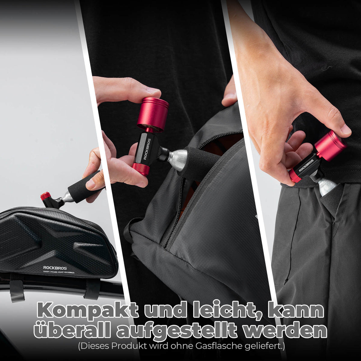 ROCKBROS CO2 Fahrradpumpe Minipumpe für Presta & Schrader Ventile