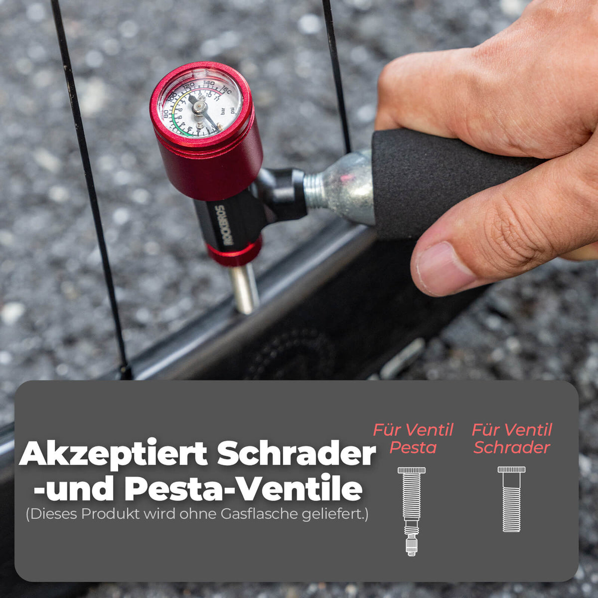 ROCKBROS CO2 Fahrradpumpe Minipumpe für Presta & Schrader Ventile