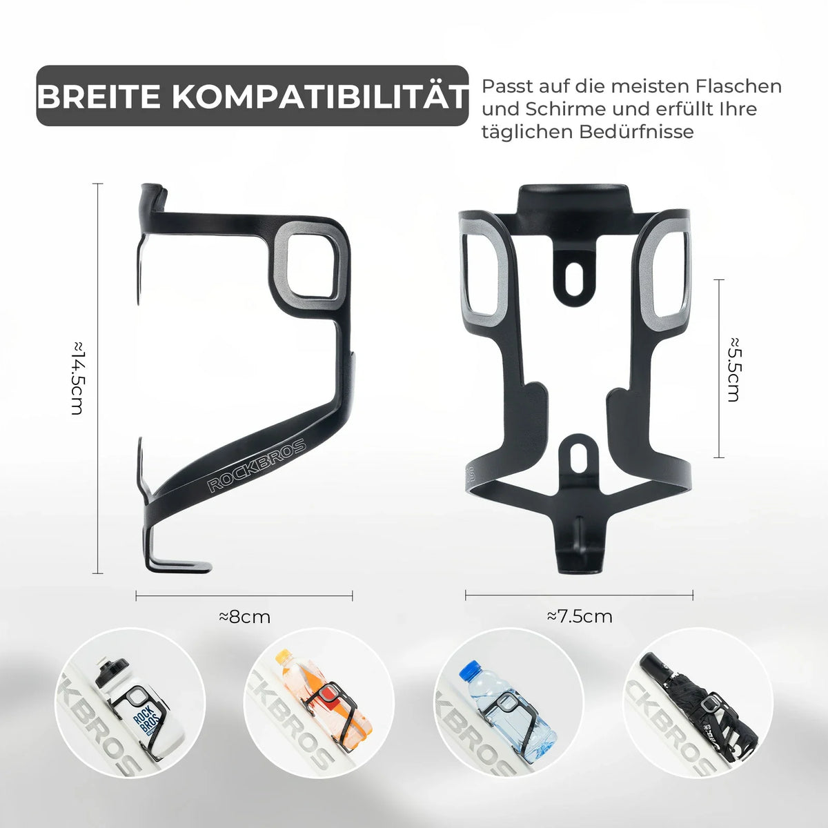 ROCKBROS Fahrrad Flaschenhalter Aluminium 27g für Trinkflaschen bis 75mm