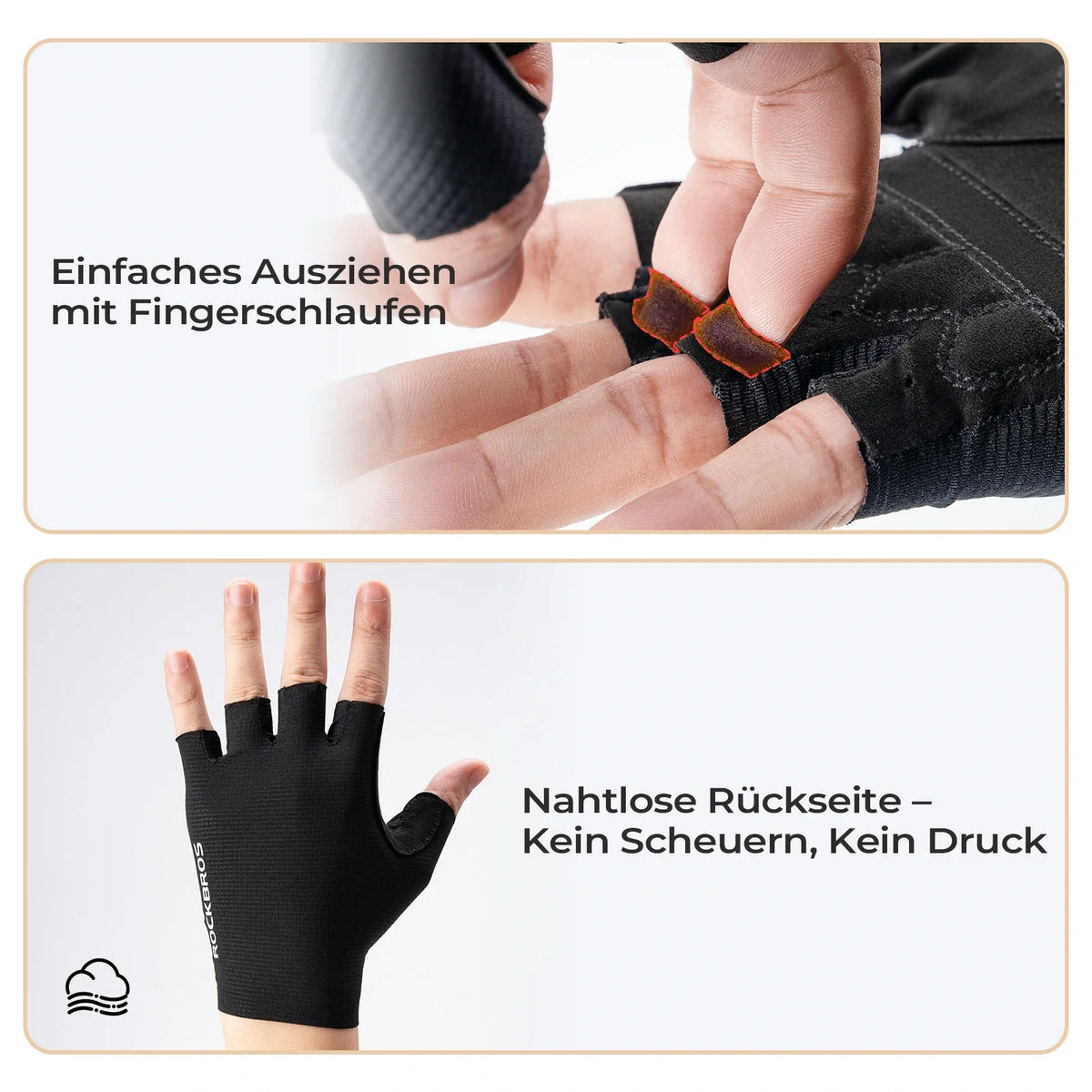 ROCKBROS Fahrradhandschuhe Halbfinger mit stoßdämpfender SBR-Polsterung - S396