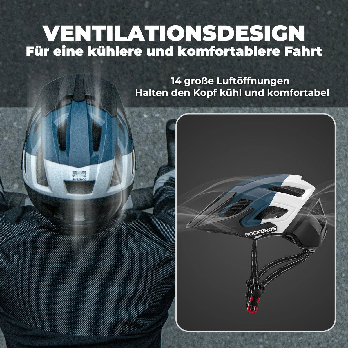 ROCKBROS Fahrradhelm Einheitsgröße 56-62 cm