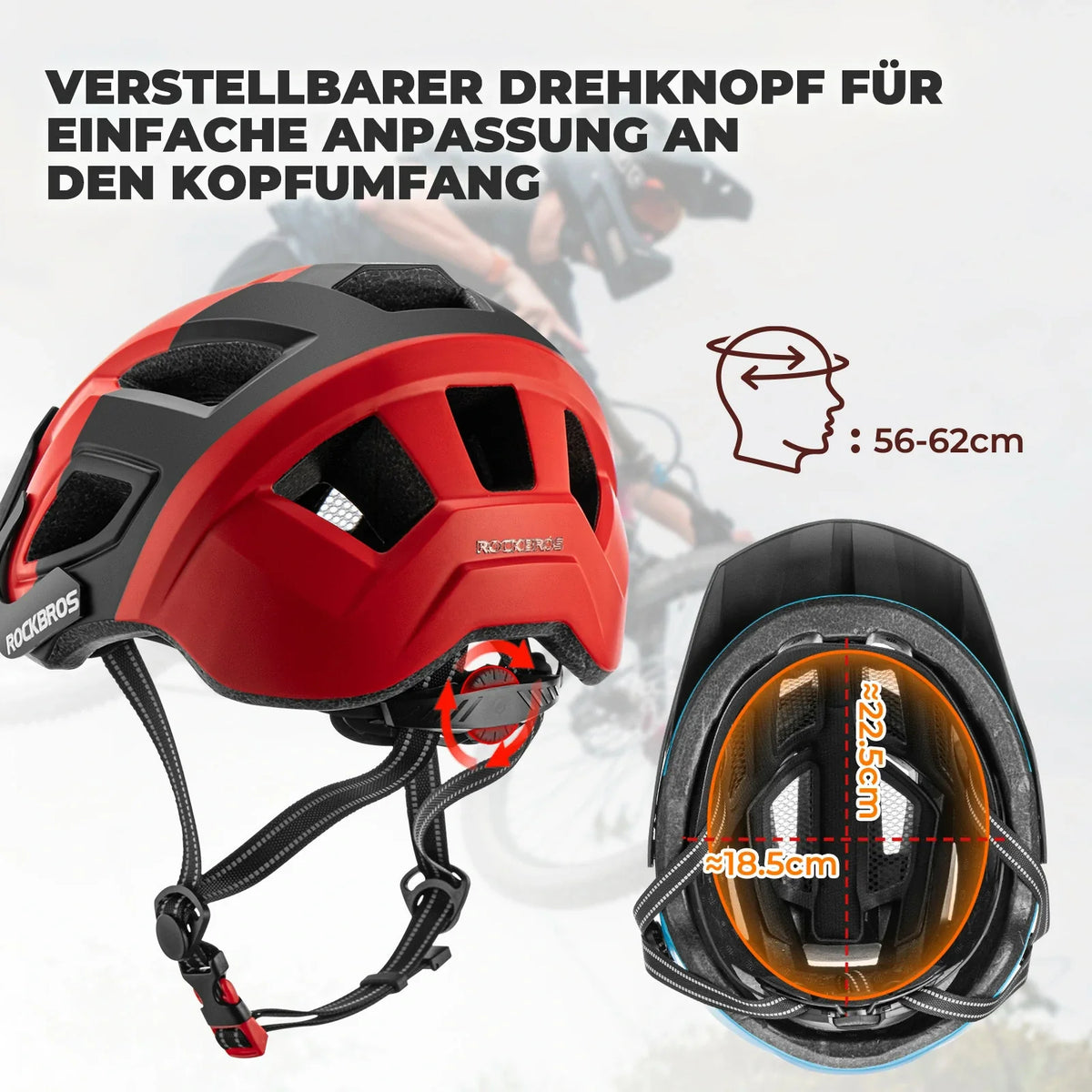 ROCKBROS Fahrradhelm Einheitsgröße 56-62 cm