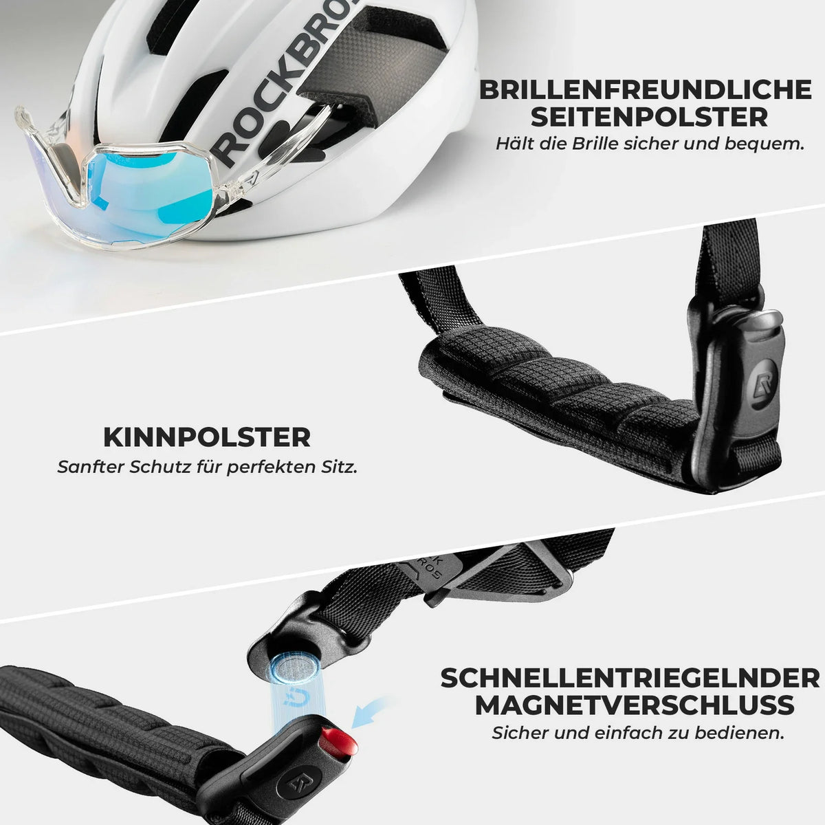 ROCKBROS Fahrradhelm mit Magnetverschluss –54-60CM