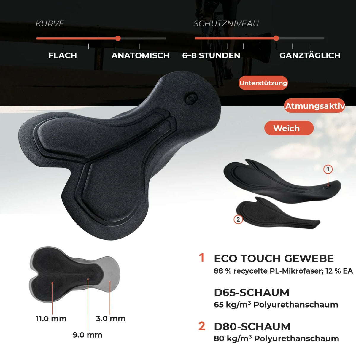 ROCKBROS Fahrradhose Kurz Gepolstert Herren