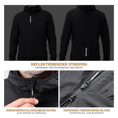 ROCKBROS Fahrradjacke Herren Warm Winddicht Wasserabweisend Mit Fleece Reflektierend