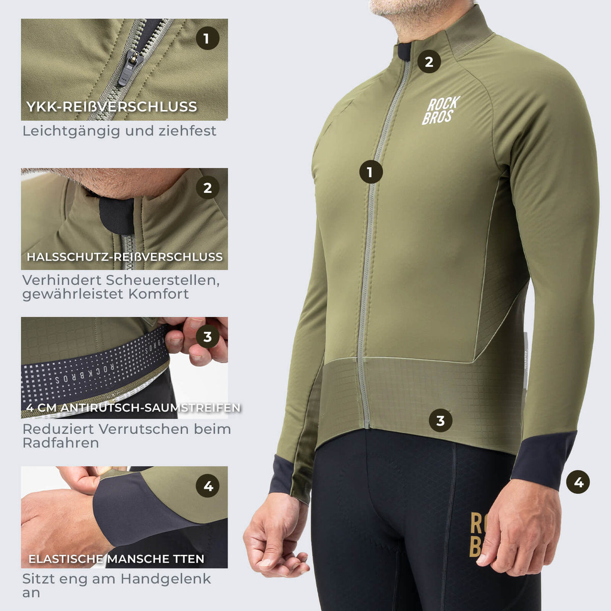 ROCKBROS Fahrradjacke mit Reflexelementen Atmungsaktiv & Praktisch Herren