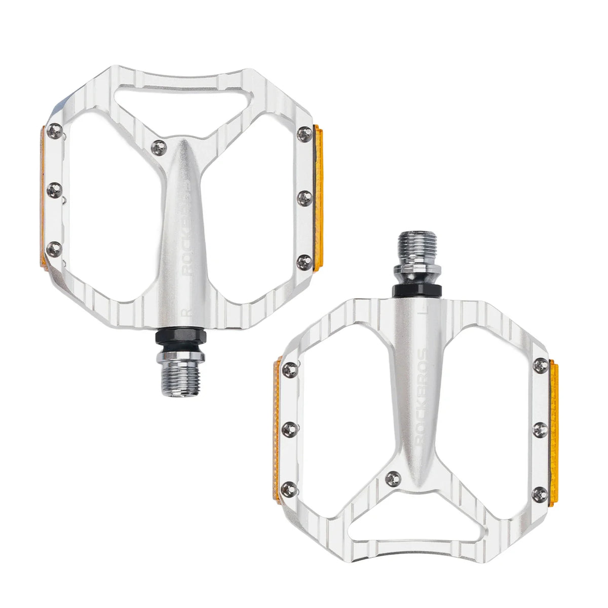 ROCKBROS Fahrradpedale rutschfest– Aluminium Plattformpedale mit Reflektoren, abgedichtetem Kugellager, Anti-Rutsch-Pins, 9/16" Achse