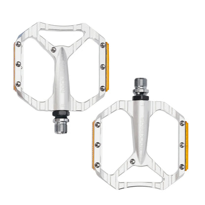 ROCKBROS Fahrradpedale rutschfest– Aluminium Plattformpedale mit Reflektoren, abgedichtetem Kugellager, Anti-Rutsch-Pins, 9/16" Achse