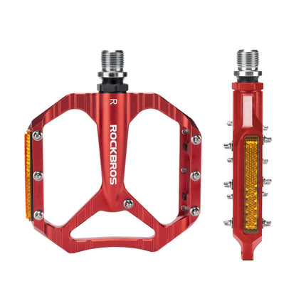 ROCKBROS Fahrradpedale rutschfest– Aluminium Plattformpedale mit Reflektoren, abgedichtetem Kugellager, Anti-Rutsch-Pins, 9/16" Achse