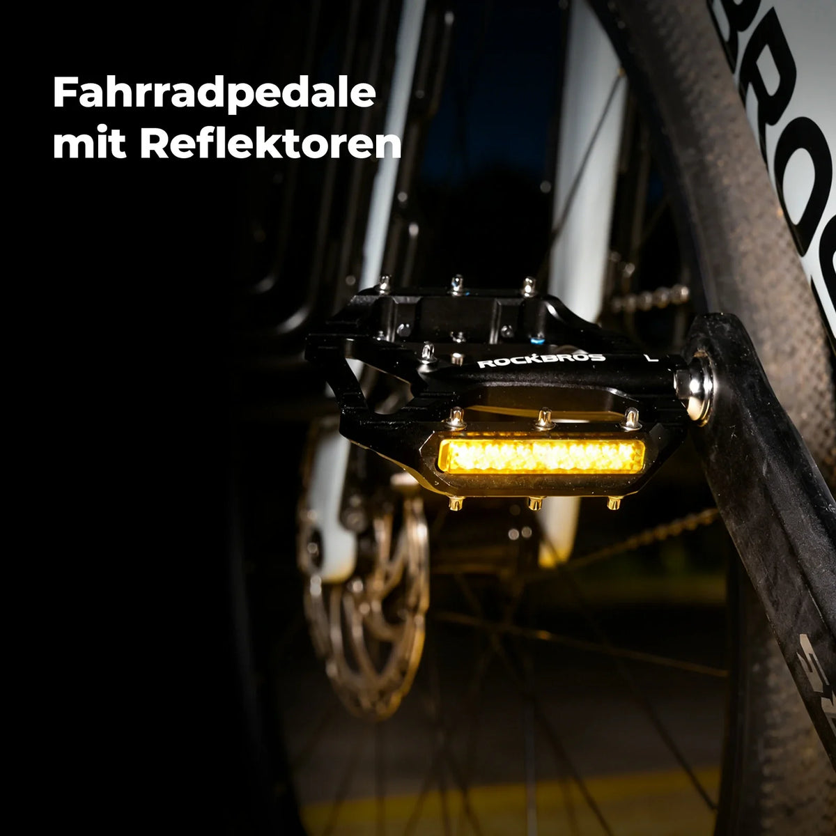 ROCKBROS Fahrradpedale rutschfest– Aluminium Plattformpedale mit Reflektoren, abgedichtetem Kugellager, Anti-Rutsch-Pins, 9/16" Achse
