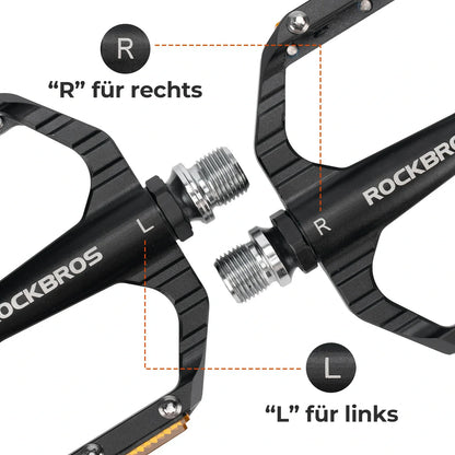 ROCKBROS Fahrradpedale rutschfest– Aluminium Plattformpedale mit Reflektoren, abgedichtetem Kugellager, Anti-Rutsch-Pins, 9/16" Achse