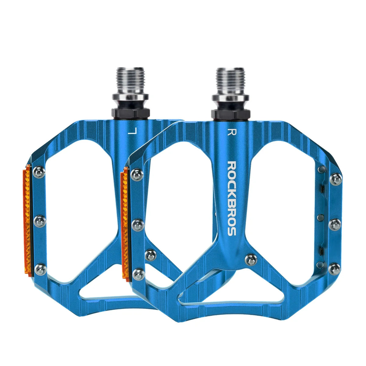 ROCKBROS Fahrradpedale rutschfest– Aluminium Plattformpedale mit Reflektoren, abgedichtetem Kugellager, Anti-Rutsch-Pins, 9/16" Achse
