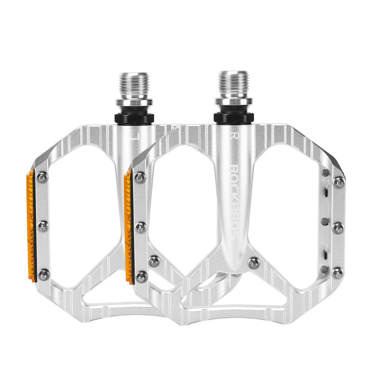 ROCKBROS Fahrradpedale rutschfest– Aluminium Plattformpedale mit Reflektoren, abgedichtetem Kugellager, Anti-Rutsch-Pins, 9/16" Achse